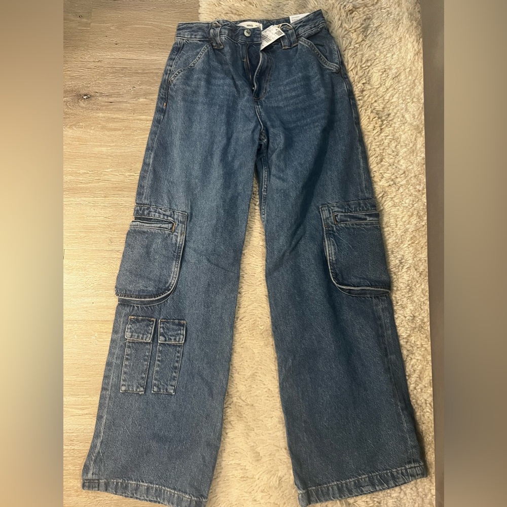 Mango Wide Leg Cargo Pants